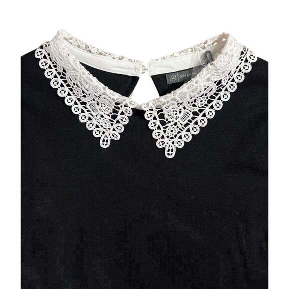 adrianna papell Women Sweater Black White Lace Long Sleeves NWOT - Picture 3 of 10